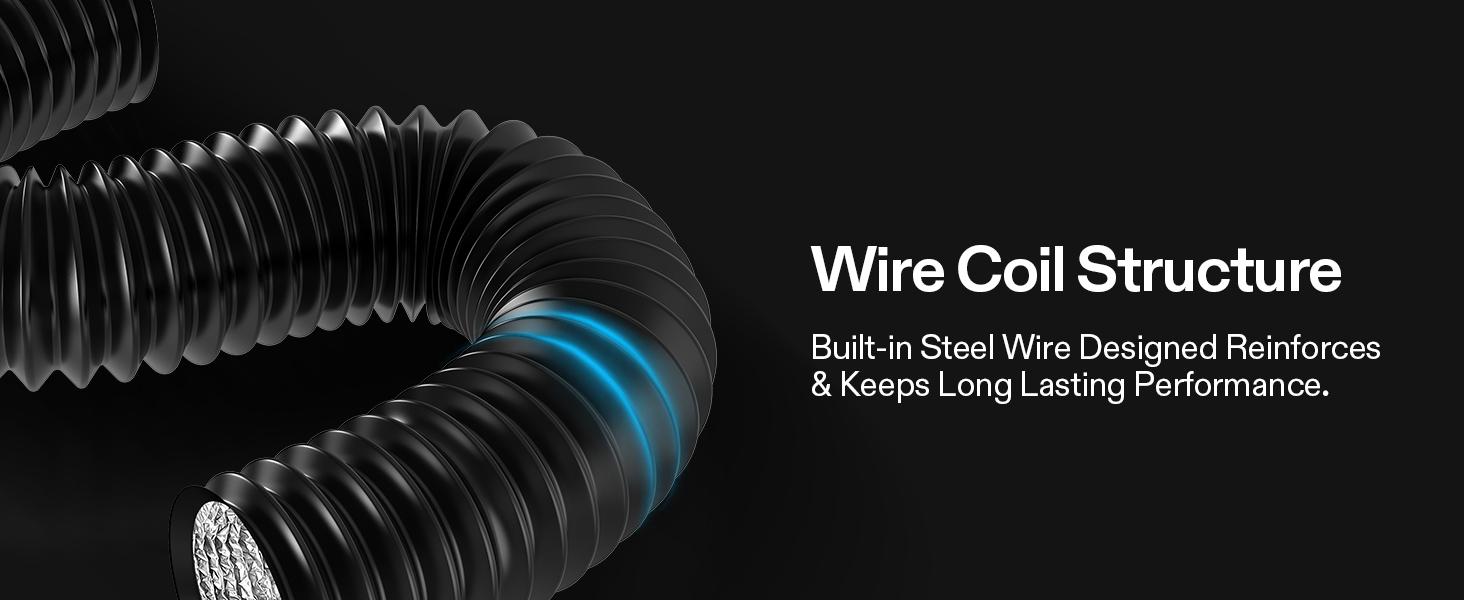 VIVOSUN Dryer Vent Hose, Aluminum Foil Ducting, Heavy-Duty Dryer Hose Vent Kit for HVAC Ventilation, Exhaust, Duct Fan Systems, Black Flexible Air Duct w/ 2 Clamps VIVOSUN Dryer Vent Hose, Aluminum Foil Ducting, Heavy-Duty Dryer Hose Vent Kit for HVAC Ventilation, Exhaust, Duct Fan Systems, Black Flexible Air Duct w/ 2 Clamps