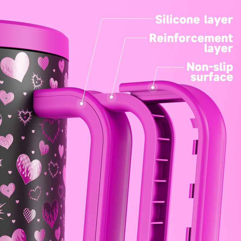 MEOKY 40oz Tumbler,Stainless Steel Thermos Cup,Hot Water Mug,Keeps Drinks Hot&Cold,Food Safe,Non-Slip Base, Car-Cup Fit,Easy-Clean,Valentine’s Day Gift Mug