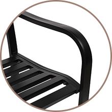 VINGLI Outdoor Metal Garden Bench with PVC Back Pattern, Black Steel Welcome Bench for Patio, Porch, Deck, Yard, Lawn Decor Entryway VINGLI Outdoor Metal Garden Bench with PVC Back Pattern, Black Steel Welcome Bench for Patio, Porch, Deck, Yard, Lawn Decor Entryway