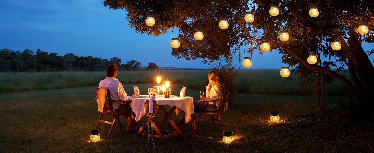 PARTPHONER Solar Lanterns Decoration,Outdoor Waterproof,Cracked Glass Hanging Globes for Christmas Decoration, Shepherd Hook, Garden Tree Ornaments