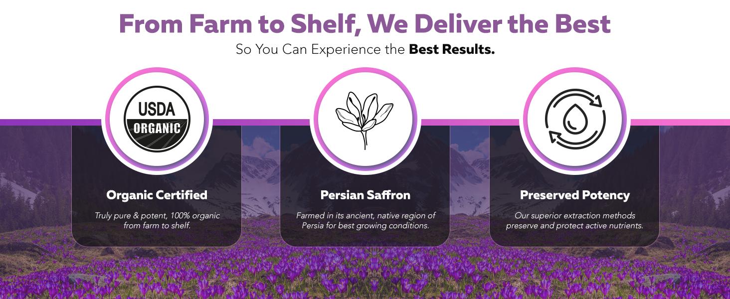 Organic Saffron Extract – Premium Persian Sargol with Safromotivines, Safronal & Crocins – Clinically Validated Formula for Enhanced Mood, Calm & Serenity – 30 Servings Healthcare Natural