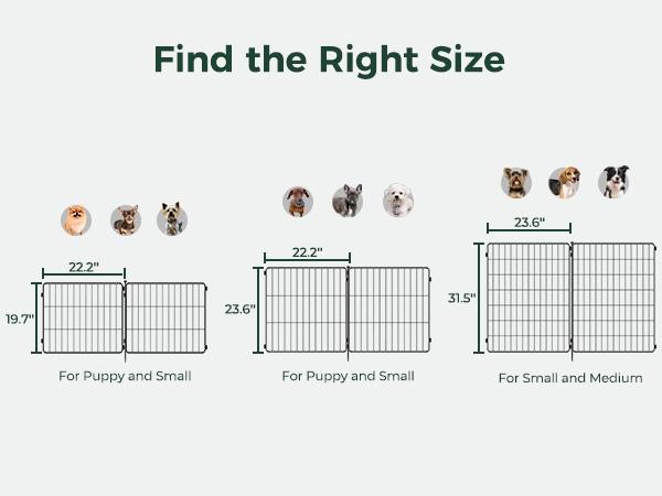 FXW MiniPaws Unleashed Dog Playpen, Indoor Exercise Pen with Expandable & Portable Design, 20"/24"/32" Height, 6/8/16 Panels, for Puppies and Small & Medium Dogs, Black