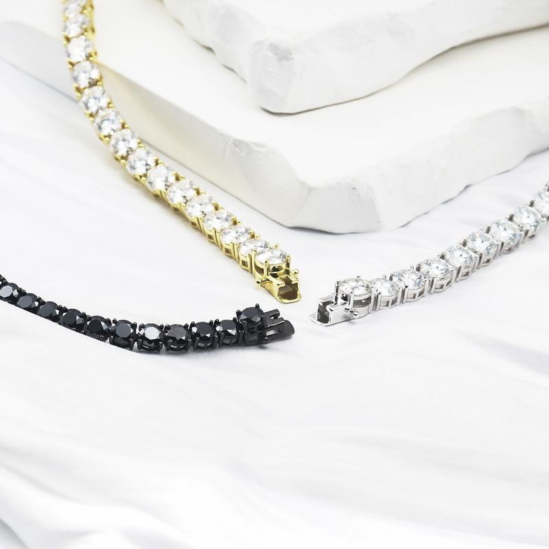 Delzzad 18k Gold-Plated Tennis Bracelet VVS D Color Synthetic Moissanite S925 Sterling Silver Tennis Chain Birthday Anniversary Mother's Day Christmas Gifts for Men Women With Giftbox