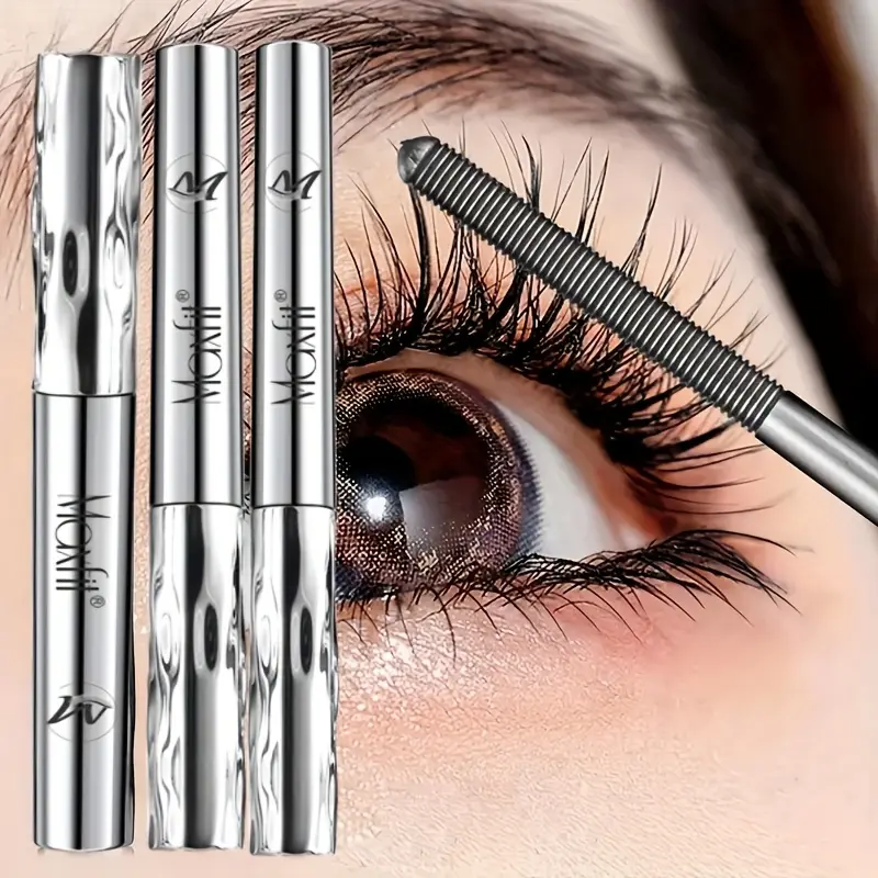 [3PCS] Spiral Metal Flawless Mascara, 3-pack Value, 24H Waterproof & Smudgeproof, Infused with Squalane for Length & Volume, Beginner-Friendly Makeup for Holiday Parties, Compatible with All Makeup Products