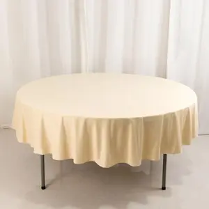 Scuba Round Tablecloth 90" Beige - Wrinkle Free Table Cover
