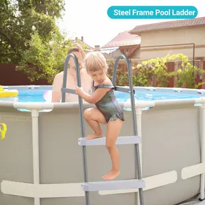 Above-Ground Pool Ladder, In-Ground Pool Use, 4-Step Double-Sided Entry, 300lbs Capacity, Sturdy PP Plastic & Iron Construction
