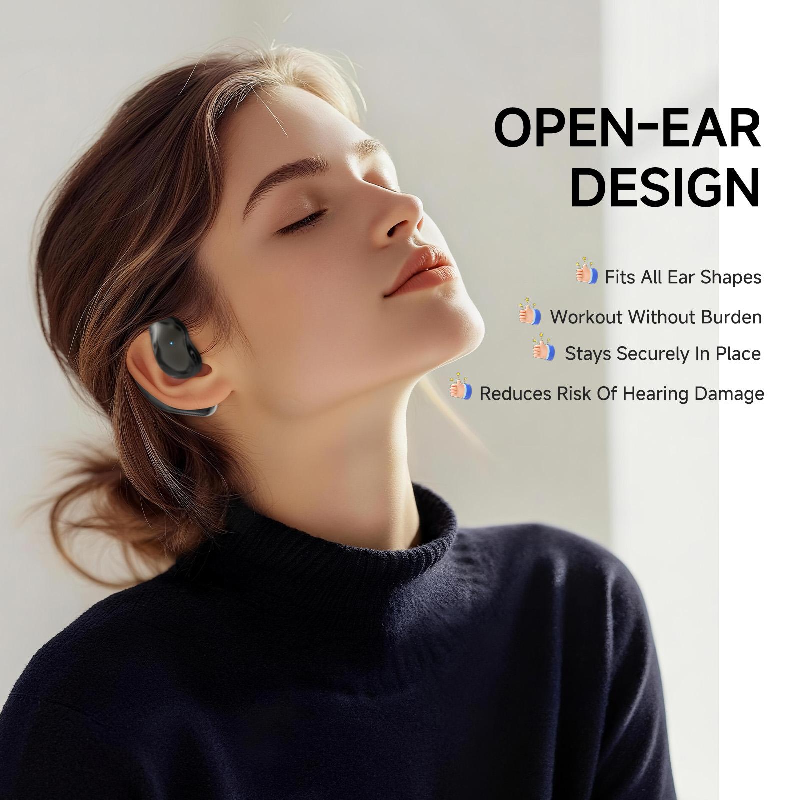 Touchscreen Open Ear Earbuds – Open Ear Headphones, Earbuds Wireless Bluetooth, Sweat & Water-Resistant Earphones, Running Headphones with Ultra-Lightweight Design, Extra-Long Battery Life    Summervibes