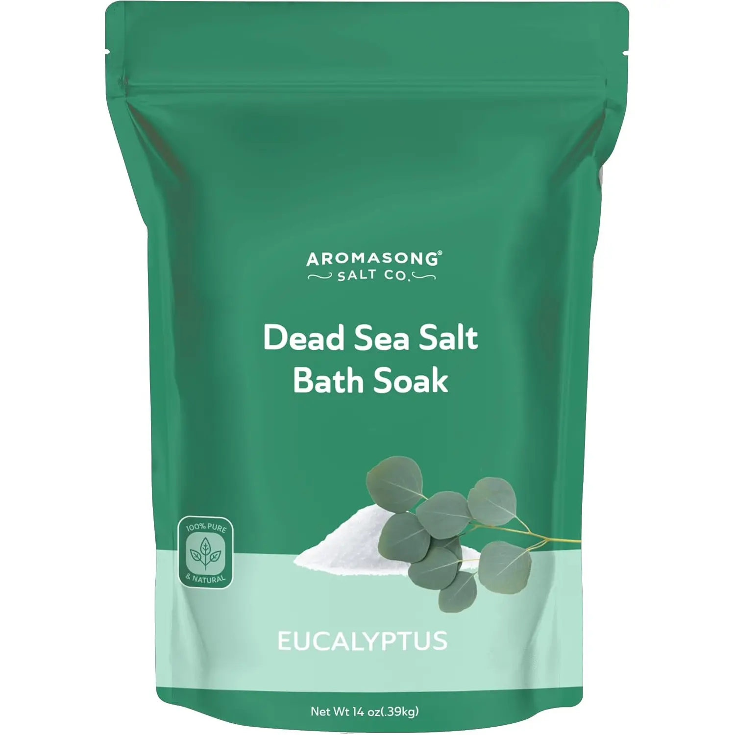 AROMASONG Eucalyptus Dead Sea Bath Salt - 100% Pure Fine-Grain Natural Salt for Body Care, Relaxing Soothing Bath, Single-Use Pack & Skin Repair, 2.5 oz, Relaxing Bath