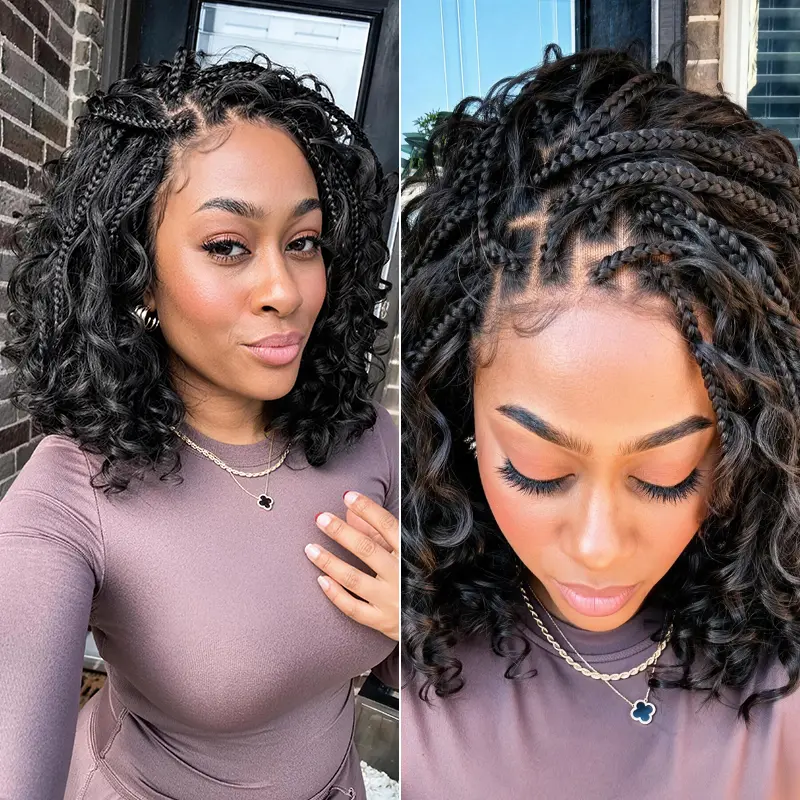 Frodio Veralux™ Fiber Braided Top Water Wave Wig 13x6 Lace Front | Glueless, Wear & Go, Boho Braids Water Wave Wig – Premium Fiber, Beginner Friendly