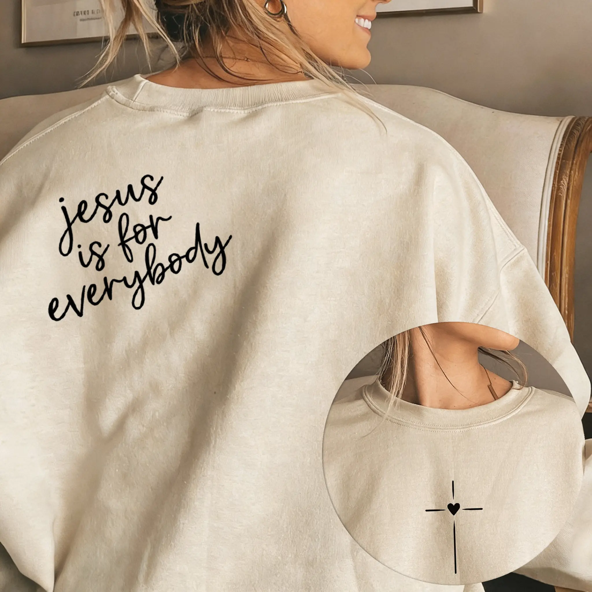 Jesus Is For Everybody Graphic Oversized Crewneck Sweatshirt and T-shirt- Christian Faith Casual Pullover for Men's and women's styles Hoodie Printed