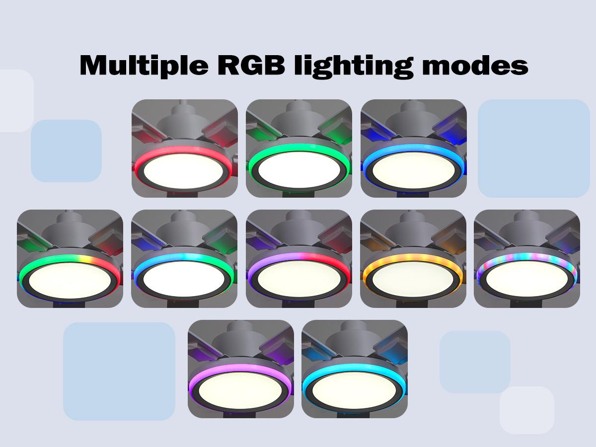 【SALE】BAYSQUIRREL Smart 52" Ceiling Fan with Lights Bluetooth Speaker 6-Speeds DC Motor Eye-Care Lighting Adjustable RGB Lighting Flush Mount with Remote Control, Feb Faves,Excellent Gifts for Valentine's Day