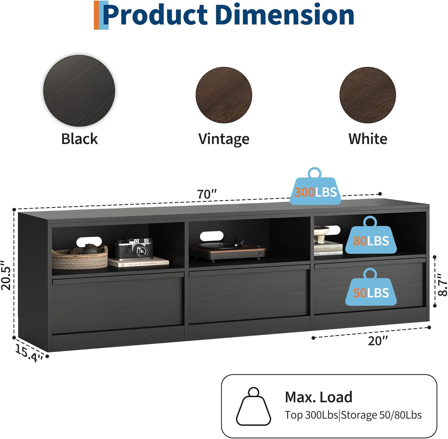 Mid Century Modern TV Stand 70" - Heavy Duty Steel-Framed Entertainment Center with Sliding Barn Doors, Open Shelving & Storage Drawer, Fits TVs Up to 85" Black