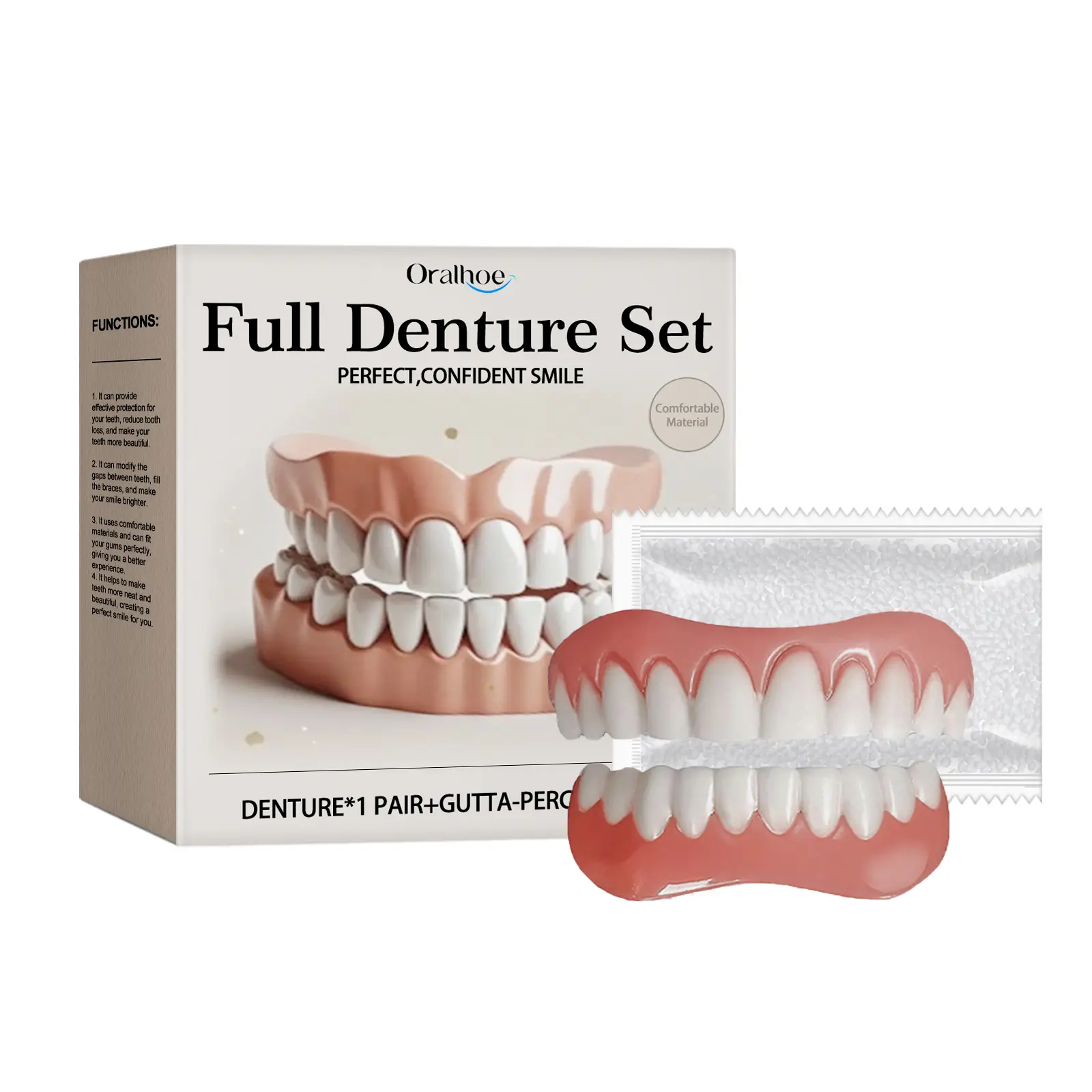 Oralhoe Cosmetic Teeth Decorative Set, Realistic Teeth Covers for Tooth Gaps, Enhance Your Smile Appearance Kit