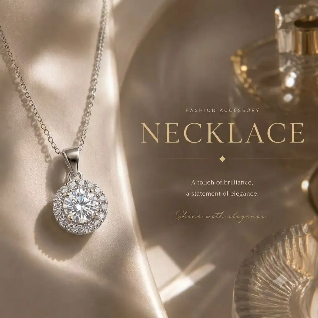 [XL1010] A one-carat small round-shaped full-set gemstone pendant necklace with additional accessories. This necklace features a gemstone with a round cut and is fixed by four prongs. It is a fashionable accessory that suits various styles.