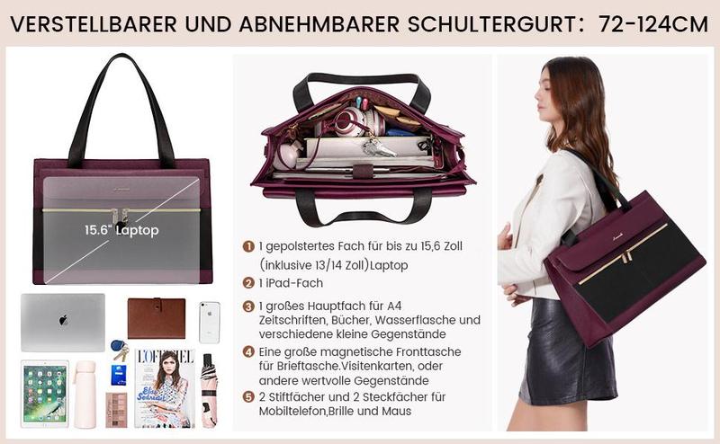 LOVEVOOK Laptop Tote Bags 15.6-17.3 inches for Woman with Clutch Purse, Large Business Teacher Office Crossbody Purse with 2 Cup Holder, Compact Waterproof Vegan Leather Shoulder Bags and Computer bag for Work, Office, Casual TikTokShopStockUp