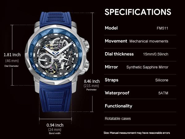 FEICE Men's Automatic Hollow Mechanical Watch, equipped with sapphire crystal, 5ATM waterproof and shockproof luminous display strap, suitable for all occasions FEICE Men's Automatic Hollow Mechanical Watch, equipped with sapphire crystal, 5ATM waterproof and shockproof luminous display strap, suitable for all occasions