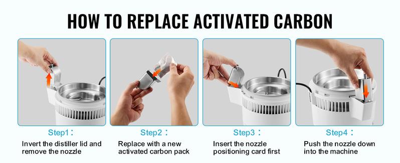 VEVOR 1.1 Gal Water Distiller, TikTokShopBlackFriday, 0.3Gal/H, 750W Distilled Water Machine, 4L Distilling Pure Water Machine w/Plastic Container, Water Distillation Kit w/Button, Countertop Distilled Water Maker for Home