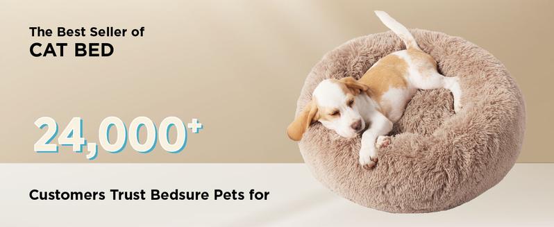 Bedsure Calming Donut Dog Bed for Dogs-Ultra Soft Plush Faux Fur Cozy Pet Bed with Non Slip Bottom & Machine Washable Cover Pad, Valentine’s Day Choice