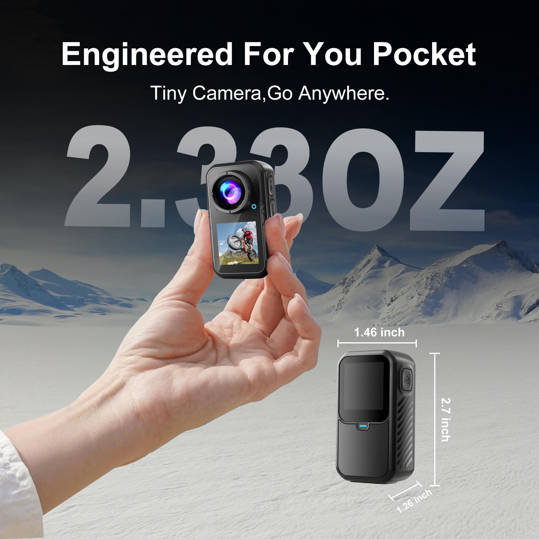 NUISK Mini Action Camera Waterproof Helmet Mount Magnetic DV for Bike Cycling Pet Vlogging Compact Portable Body Cam Photography Gear Anti-Shake Bodycam Camera