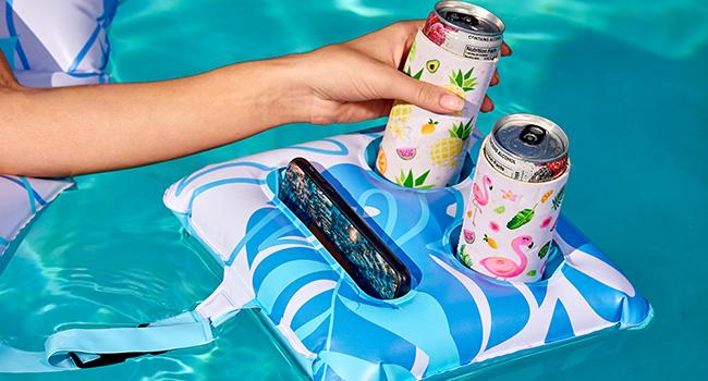 SLOOSH Adjustable Backrest Pool Floats - Tropical Leaves Pool Lounger Floaties Adults with Cup Holders, Inflatable Tanning Float Rafts Chair Beach Lake Lounge Floating Above Water Keep Cool Father's Day Gifts / Electric Air Pump TikTokShopSummerTurnup