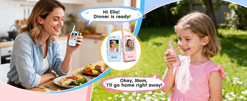 Video Walkie Talkies for Kids 2 Pack with HD Video Screen Voice Changer 1000 Feet Range Fun Toys for Indoor Play Camping Hiking Travel Christmas Birthday for Boys Girls Ages 3-12