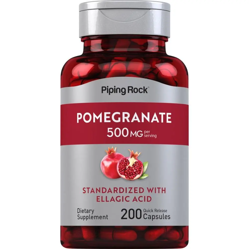 Piping Rock Pomegranate Extract | 500mg | 200 Capsules | Standardized with Ellagic Acid | Non-GMO, Gluten Free Supplement