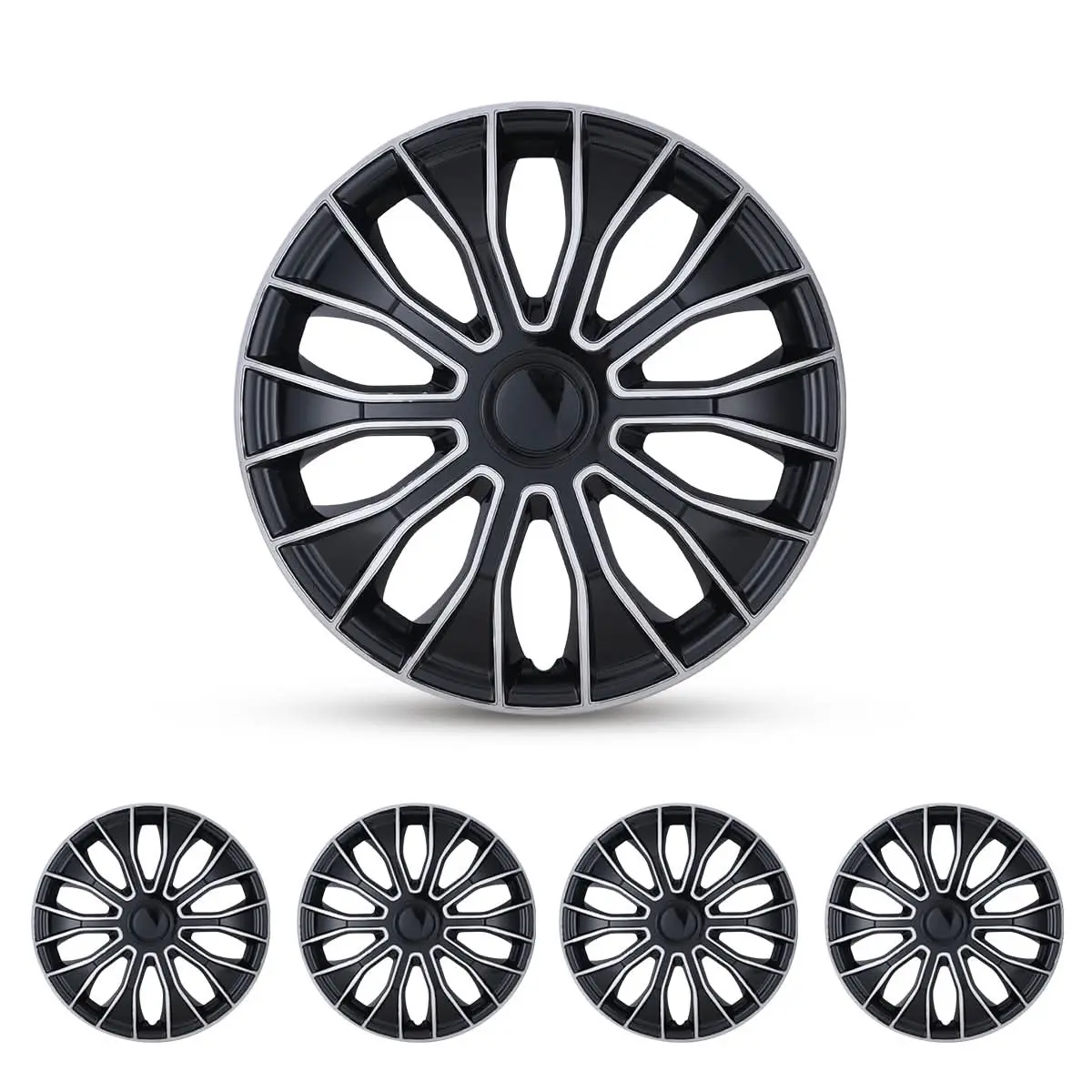 WOLFSTORM 4-Pack 16in ABS Plastic Universal Hubcap Set, Wheel Covering for Cars Trucks Steel Wheel Rims, Sport Look, Tool-Free Installation