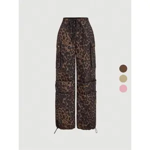 Women's Leopard Print Cargo Pants, Casual Fashion Trousers for Daily Wear, Ladies Bottoms for Summer