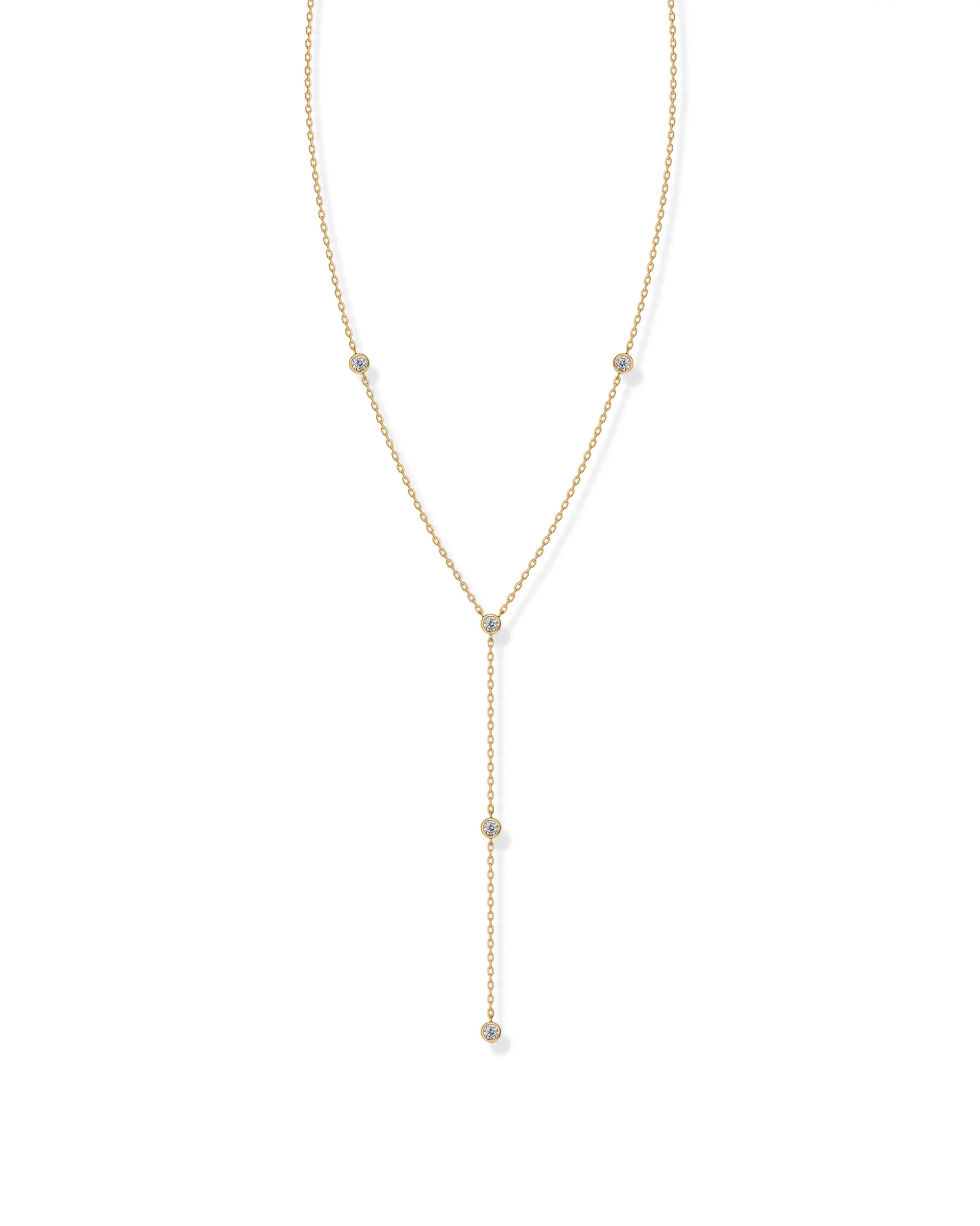 PAVOI 14K Gold Plated Women's Lariat Cubic Zirconia Station Necklace for Women