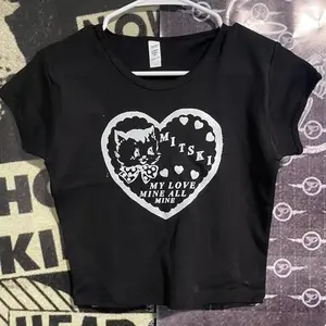 Mitski black crop baby tee