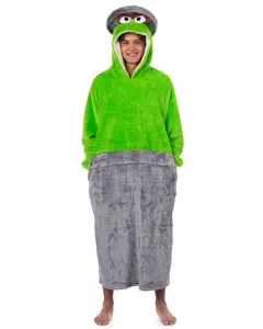 Sesame Street Oscar The Grouch Adult Wearable Hooded Blanket Sweatshirt