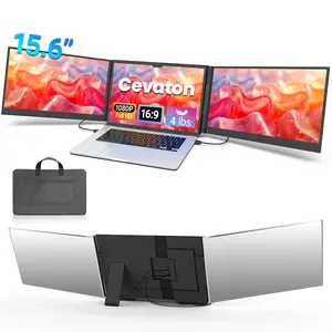 Cevaton 15.6" Laptop Screen Extender, 1080P FHD Dual Portable Monitor for Laptops, Ultra-Slim Travel Dual Monitor Fit for 13-17.3" Laptops, USB-C Plug&Play Extended Screen Compatible with Win/Mac/Android-Please note the list of incompatible models
