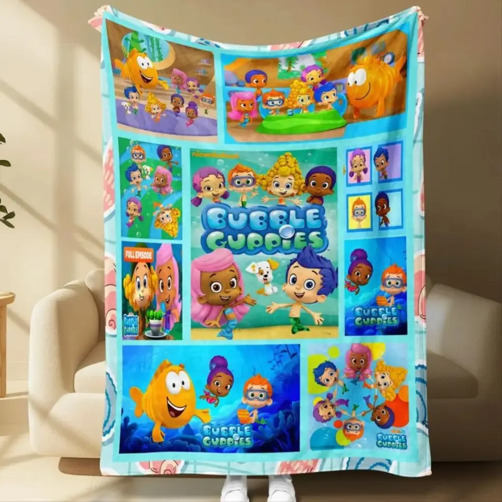 Bubble Guppies Cartoon Throw Blanket, Colorful Underwater Characters Fleece Blanket, Baby blankets and adult blankets, Soft Blanket for Kids, Cozy & Fun Design Thin Blanket, Dream Workshop, Ideal Birthday Christmas Holiday Gift for Family & Fans