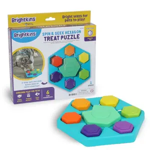 Brightkins Spin & Seek Hexagon Interactive Treat Puzzle Board Dog Toy