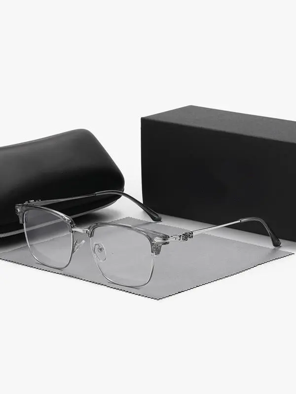 Men's Semi-Rimless Browline Glasses, Stylish Anti-Blue Light Eye-Friendly Frames in Lightweight Durable Alloy, Lightweight Durable Glasses, Eye-Friendly Frames & Glasses