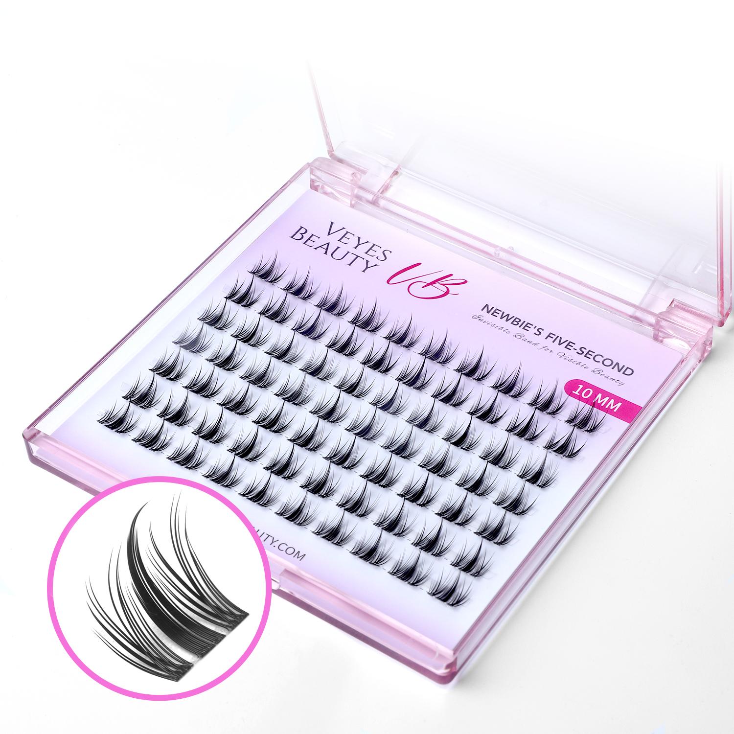 VEYESBEAUTY Manga Single Length Cluster Lash  Invisible Band Wispy Lightweight Softness Weightless Makeup Eyelash Extensions