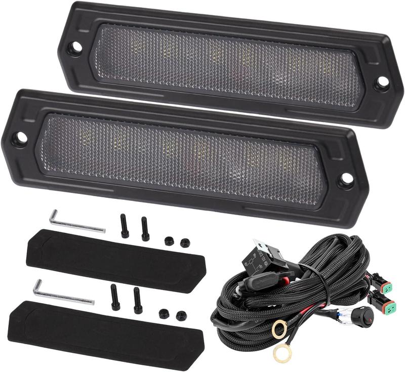 YCHOW-TECH 2PCS 7in 120W CREE LED Flush Mount Off-Road Recessed Work Lights - 12V (DC), Wide Beam, Aluminum Housing, Drill-Install Wiring Harness for 4x4s, Trucks/ATVs
