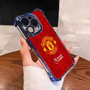England Manchester United FC The Red Devils PatternsSuitable for Aesthetic Electroplated TPU Casing For iphone 17 16 15 14 13 12 11 X XS PRO PLUS MAX AIR Samsung S25 S24 S23 Four Corners Anti-Fall Transparent Casual Soft Silicone Phone Cases  L1773