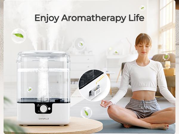 CHIVALZ 6L Top Fill Humidifiers for Bedroom, Large Room, Baby Nursery & Plants, Oil Diffuser, 360° Nozzle, Anti-dry Burn, White Diffuser for Deshumid