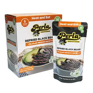 Perla Refried Black Beans (Frijoles Negros Refritos) 14 oz - PACK OF 6