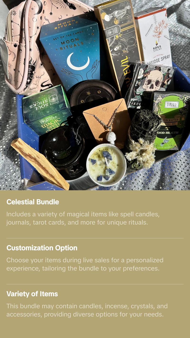 Ships From California Celestial Witchy Spell Candle, Journal, Accessories, Tarot/ritual/spell Cards or Books, Bundle Gift Set