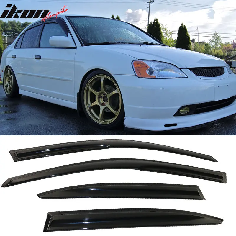 Window Visors for Honda Civic Sedan 2001-2005 Mugen Smoke/Tinted Acrylic