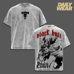 Black Clover Yami Sukehiro Double Sided Oversized Washed T-Shirt, Anime Manga Heavyweight Cotton Unisex Streetwear Gift