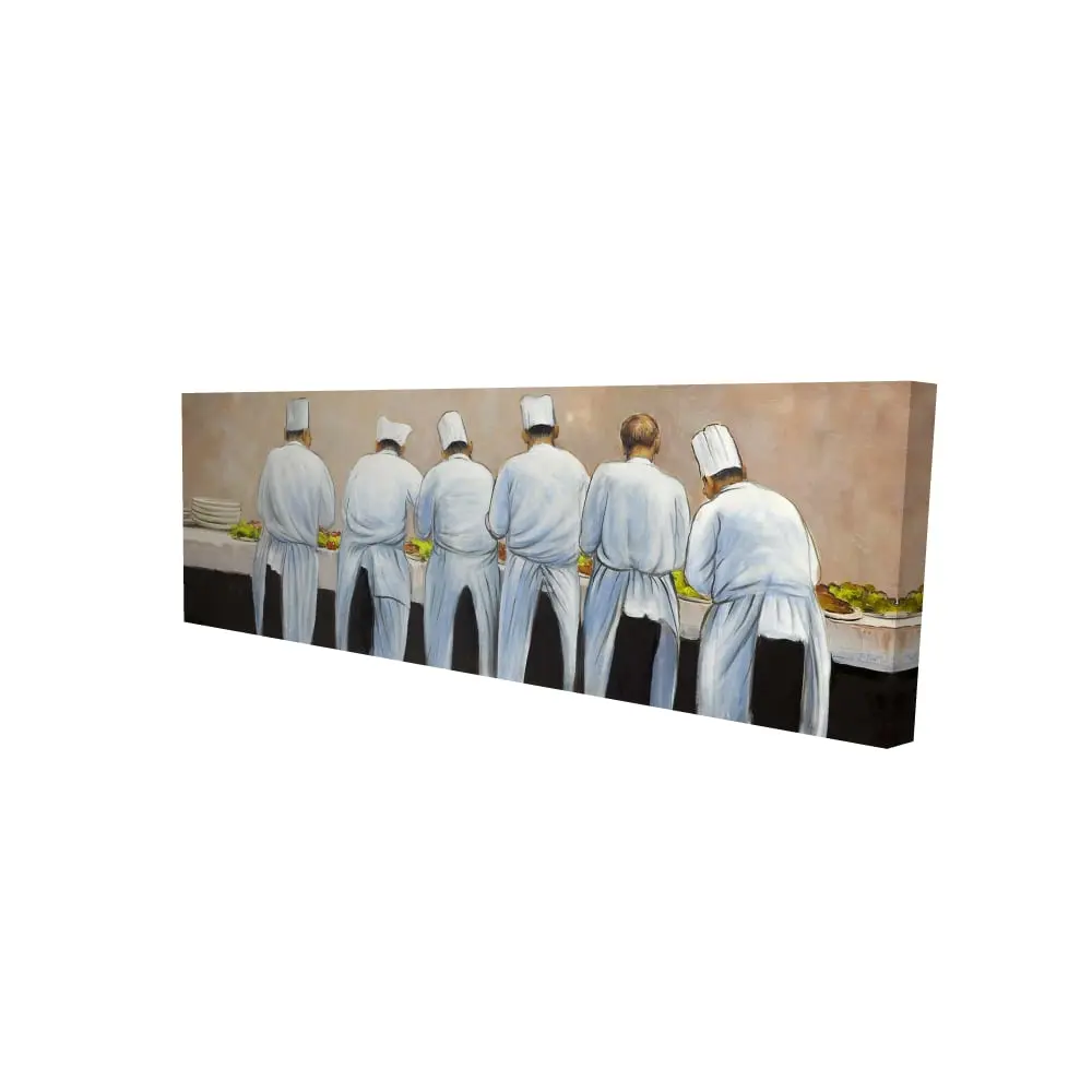 20" x 60" Contemporary Kitchen Wall Photo Print - 360 Stand, Artistic Cooks Collaboration Scene, High Def Print, Vibrant Decorative Statement Art, Design Inspiration, Enhances Kitchen's Ambiance, Home Decor Gift for Enthusiasts