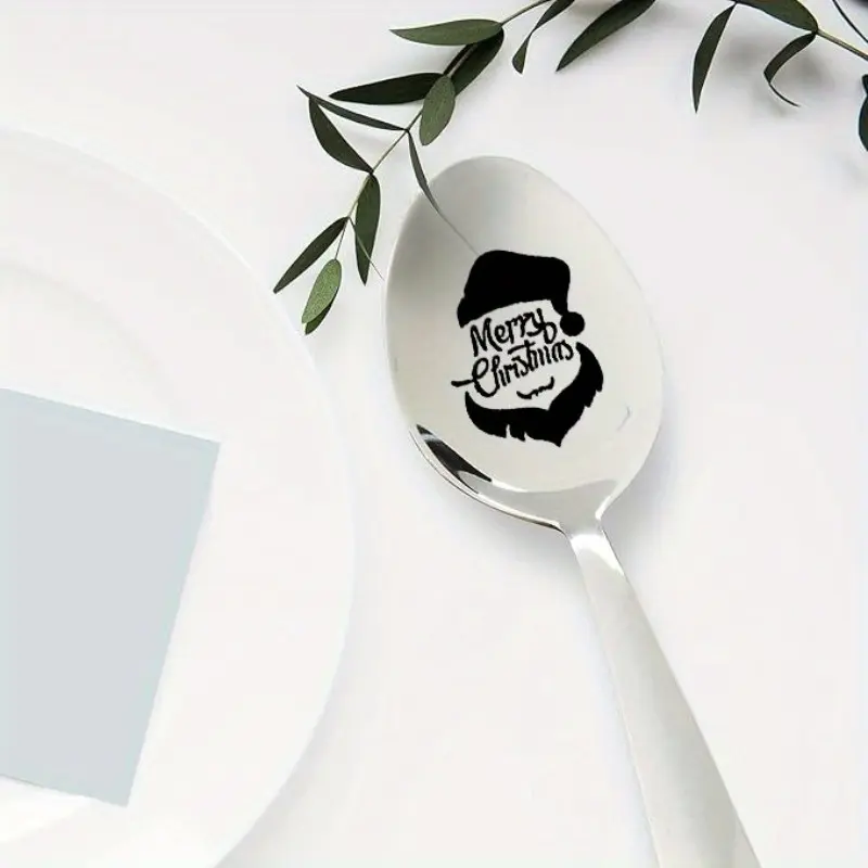 Stainless Steel Christmas Spoon Gift, Ice Cream Dessert Spoon, Mirror Polished Thick New Design, Holiday Tableware, Must-Have Coffee Spoon