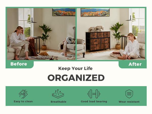 【Deal】7 Drawers Dresser for Bedroom and TV Stand, Fabric Storage Tower for Clothes, Baby Stuff