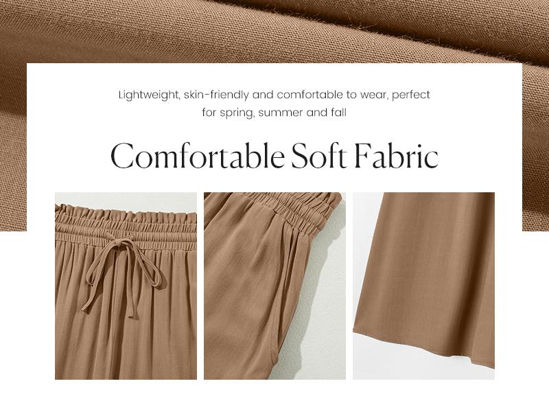 Eytino Womens Plus Size Wide Leg Pants Casual Elastic High Waist Flowy Pants Drawstring Palazzo Pants with Pockets(1X-5X)