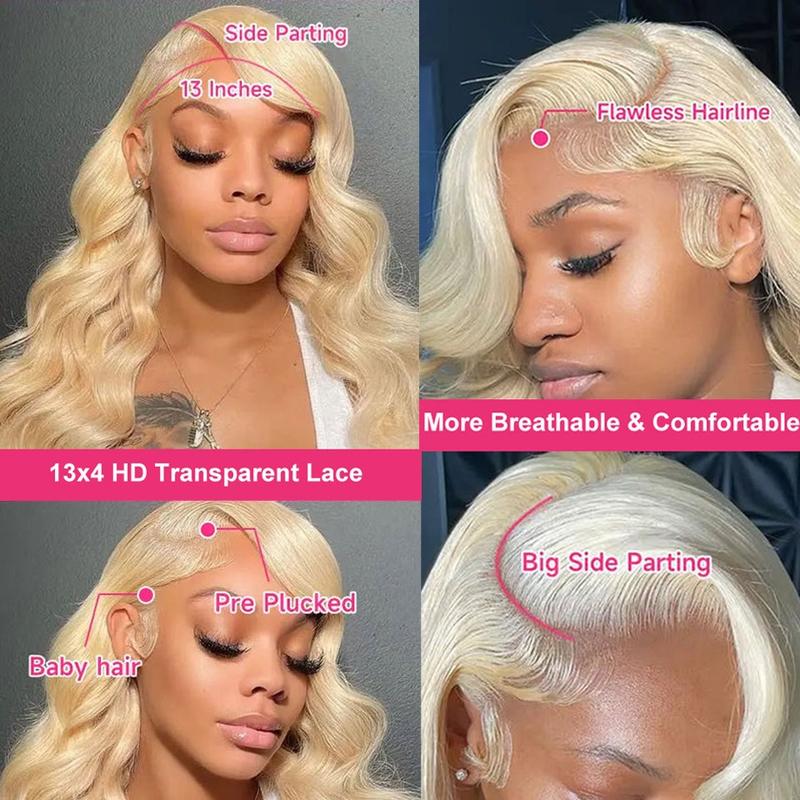 Bling Hair 613 Body Wave 13x4 HD Transparent  Lace Frontal Real Human Hair Wig For Women Honey Blonde Color Brazilian Wigs Multiple Sizes For Selection