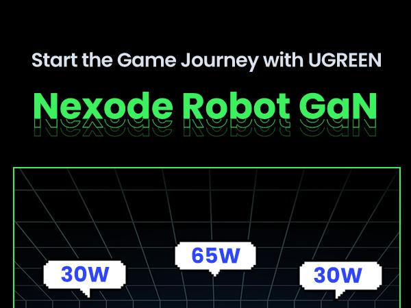 UGREEN Uno 65W USB C Charger Block, Nexode 3-Port GaN Fast Charger with Screen, Fun Robot Gifts for Men Women, Compatible with iPhone 17, MacBook Pro/Air, XPS, Galaxy S25, Steam Deck, ROG Ally, Black