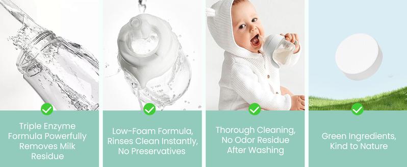 GROWNSY Detergent Washing Tablets 130 PCS for Momcozy, Baby Brezza, Papablic Bottle Washer, Compatible with All Brands Baby Bottle Washers